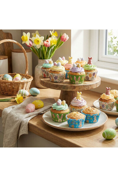 Alista Home Set of 100 cupcake papers with Easter theme (25 x 4 colors) - 7 x...