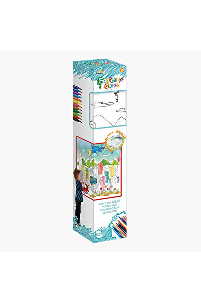 Leno Reusable Washable Coloring Mat Set with Markers – City Scene Themed Educ...