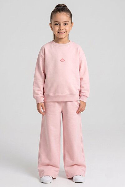 Dmb Girls' Wide-Leg Sweatpants Set Crew Neck Sweatshirt and Pants