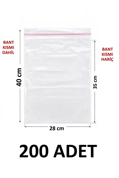MTKardeşler 200 Pieces 28X35 +5 cm Transparent Nylon Bags with Polyethylene T...