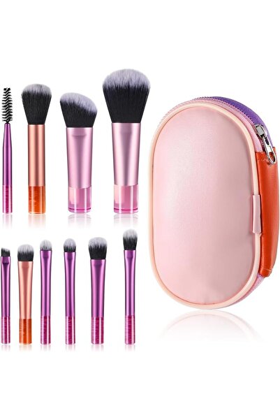 KASTWAVE Travel Makeup Brush Set, 10 Pcs Colorful Mini Makeup Brushes with Ma...