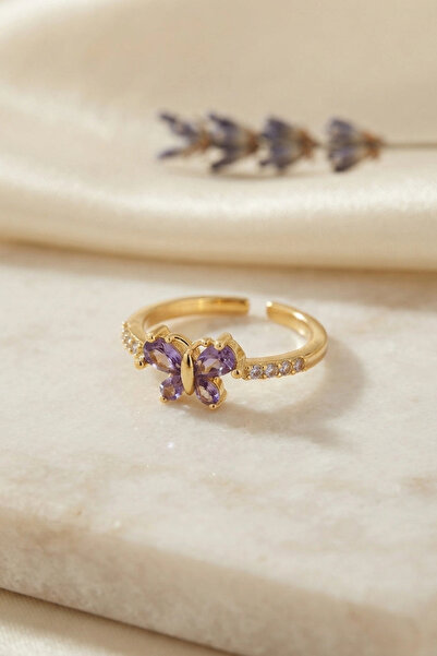 shopwave Purple Zircon Stone Butterfly Model Women's Ring