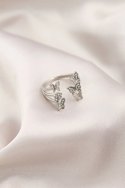 SORA GROUP Silver Color Metal Butterfly Model Women's Ring