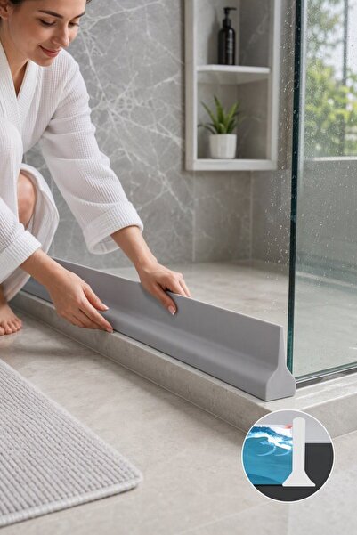 Generic 1pc Silicone Self Adhesive Shower Water Dam Strip Waterproof Threshol...