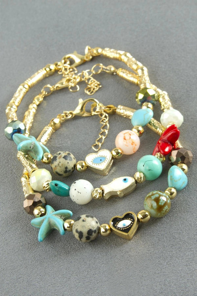 SORA GROUP Mixed Turquoise Stone Enamel Bracelet