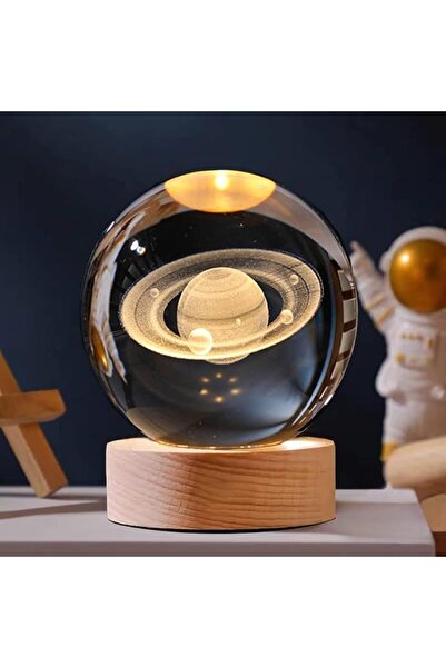 X SPRING Crystal Glass Ball Night Light, 6cm 3D Saturn Sphere Night Light wit...