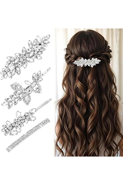 Hannea ® 4Pcs Fashion Hair Barrettes Floral Hair Pins for Girls Women, Crysta...