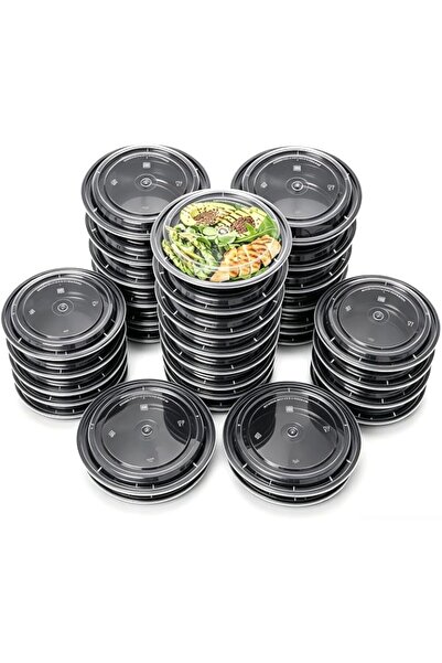 Generic Black Round Meal Prep Containers with Lids - 50 Pack, BPA-Free, Micro...