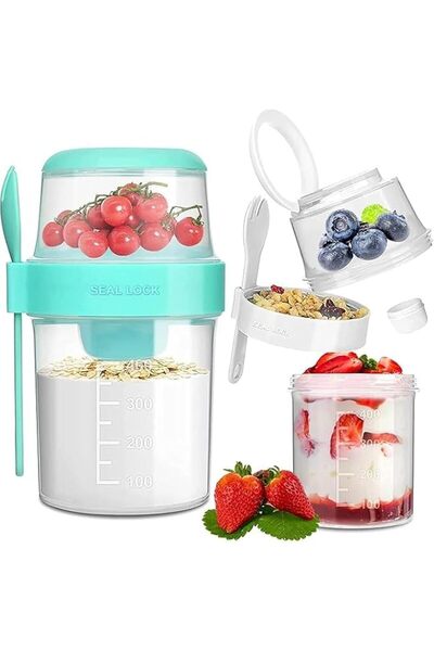 Generic 2 in 1 On The Go Containers with Lid, Cap Storage & Spoon Leakproof P...