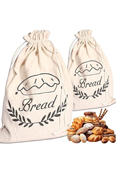 KASTWAVE 2 Pack Reusable Linen Bread Bags, Eco-Friendly Unbleached Food Stora...
