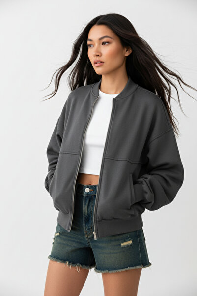 Runades Γυναικείο Basic Oversize μπουφάν Bomber με φερμουάρ