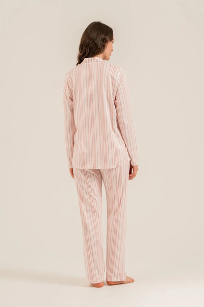 Arnetta Women's Striped Pink Shirt Pajama Set