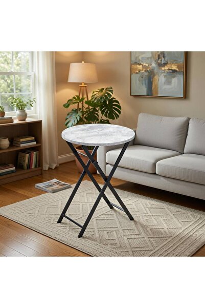 Kreslo Round Folding Service Tables Set with Mobile Stand (4 Tables + Stand)