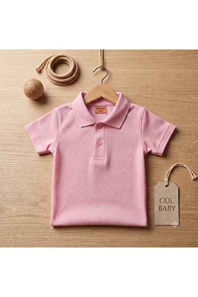 GÜL Baby Cotton Knitwear Polo Collar Girls' and Boys' School T-Shirt Short Sl...
