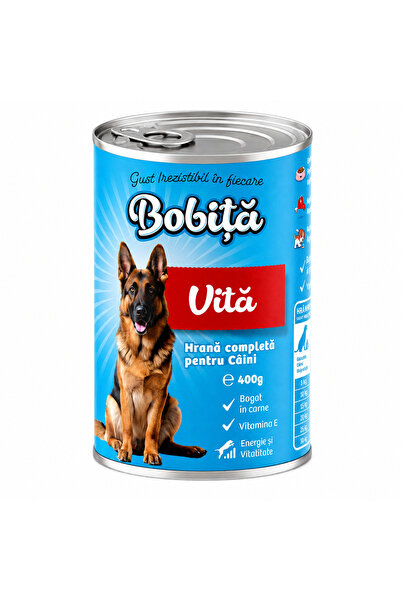 Bobita Bobiță Hrană Umedă Completă pentru Câini cu Vită, 6 x 400 g
