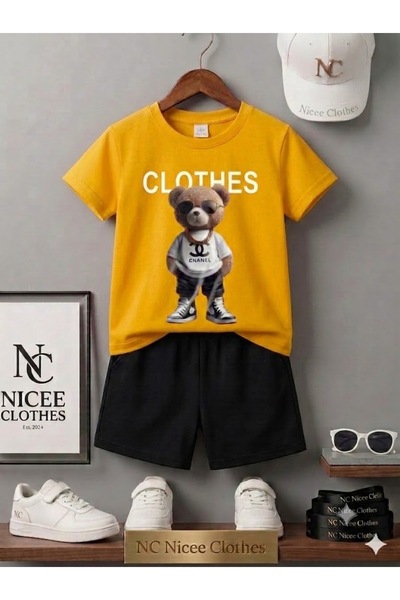 Leto Lykia Summer Children's T-Shirt Shorts Unisex (Clothes with Bear Print)
