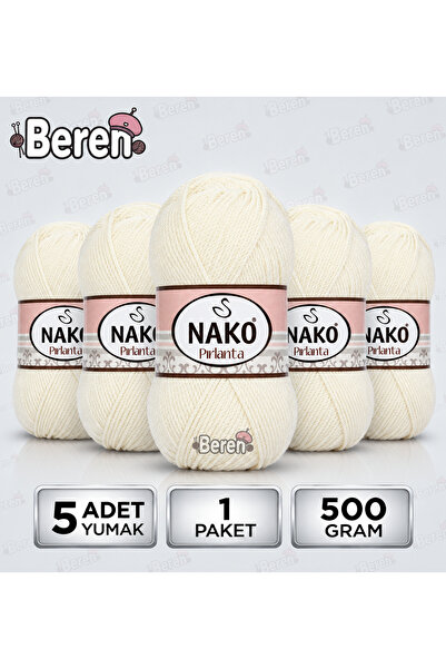 NAKO Diamond - 6730 Cream - 5-Pack - 100Gr/225M - Hand Knitting Yarn - Amigur...