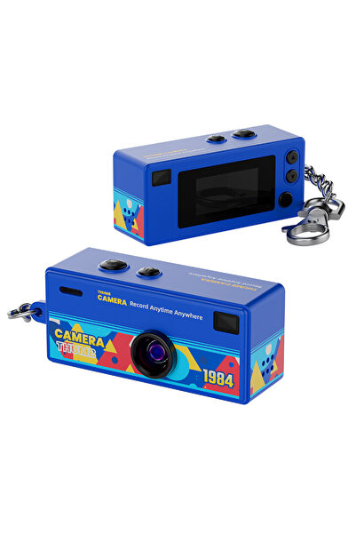 Ausek Mini Cameră Digitală Tip Breloc G6, 1080P, Retro, Culoare Albastră
