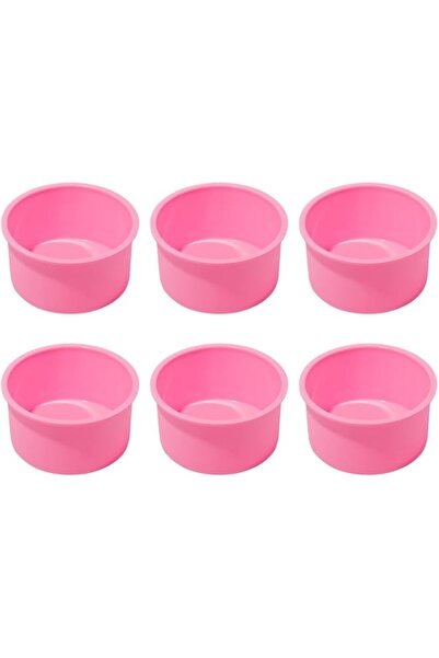 Generic Silicone Mini Round Cake Molds, 4 Inch, Pink, Set of 6