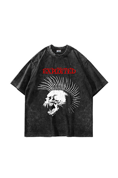 Sekizbiraltı Μπλουζάκι Exploited Punk με στάμπα κρανίου, μαύρο, που πλένεται,...