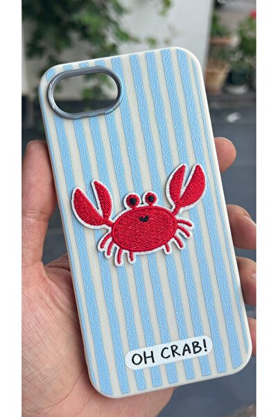 EDELFU iPhone 17E ve 16E uyumlu - Yengeç Nakışlı, Çizgili Silikon Soft Touch ...