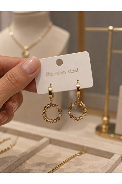 ELANORAFORYOU Gold Stone Hoop Steel Earrings – Dangle Earrings for Women