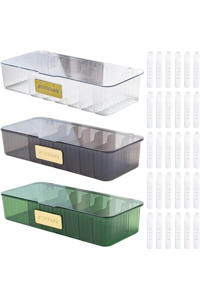 TERRIFI Cable Organizer Box, Large Plastic Cable Storage Box with Lid 7 Grid ...