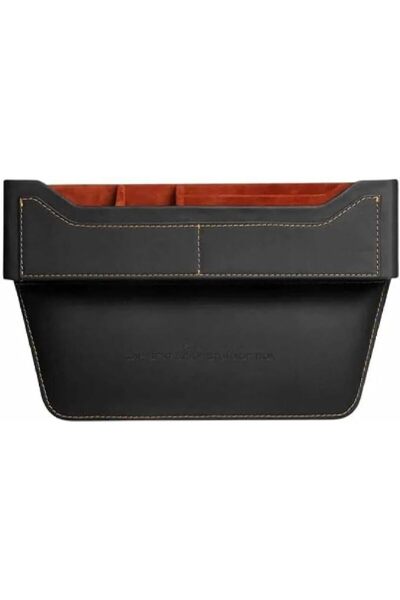 Generic Car Seat Gap Storage Box, Premium PU Leather, Contrast Stitching, Bla...