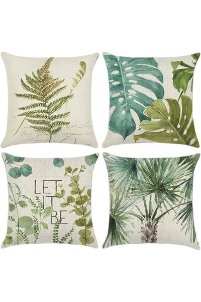 GENERAL Green Plants Throw Pillow Covers, Green Leaf Pattern Waterproof Cushi...