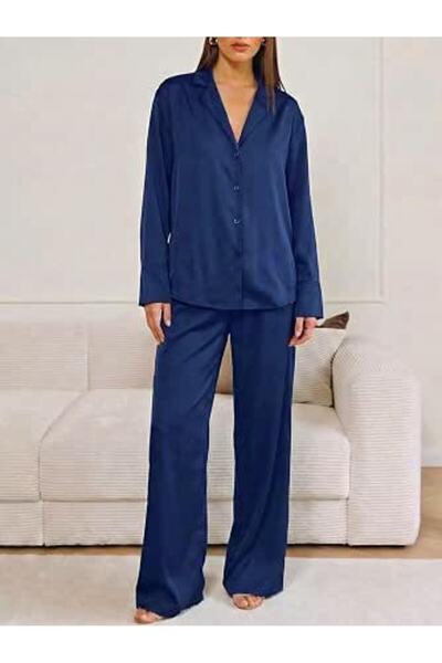 Women's Satin Pajama Set, Long Sleeve Sleepwear with Pants, Soft Print Lounge...