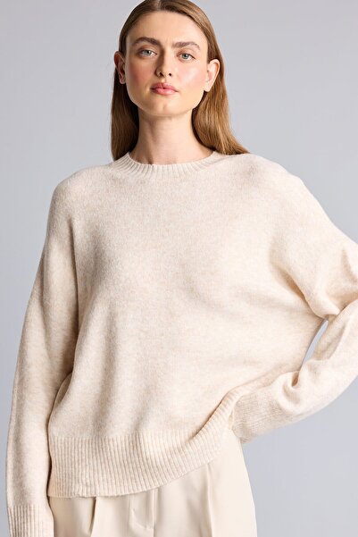 DeFacto Low-Shoulder Ribbed Oversize Crew Neck Knitwear Sweater F3895Ax26Wn