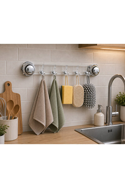 ÖZDİLEKDEKOR YAPIŞKANLI VANTUZLU ASKI 5Lİ BANYO MUTFAK EŞYA TUTUCU