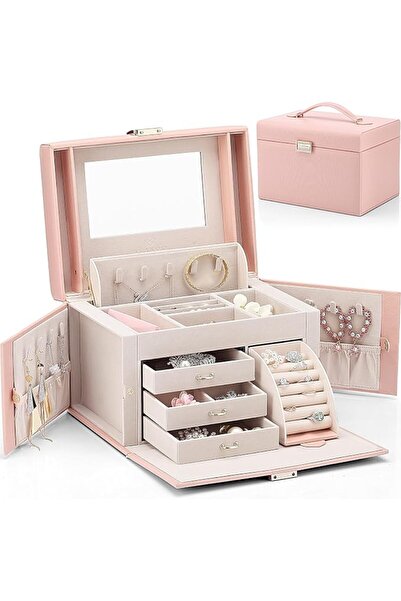 VLANDO Jewelry Box Organizer for Girls Women, Large Vintage Jewelry Storage B...