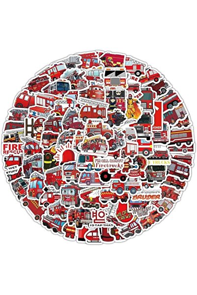 Generic 100 Pcs Cute Cartoon Fire Fighting Engine Vehicles Stickers Mini Size...