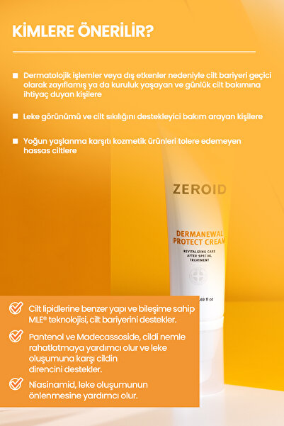 zeroid Hassas Atopik Ciltler İçin Cilt Bariyerini Koruyan Aydınlatıcı Krem Dermanewal Protect Cream