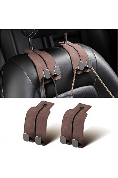 Generic 2 Pack Brown Car Seat Headrest Hooks, Multifunctional Double Headed S...