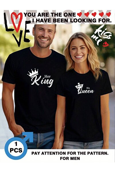 2BIR 1pc Lovers Pattern Print Tee Shirt, Tees Men, Casual Short Sleeve T-Shir...