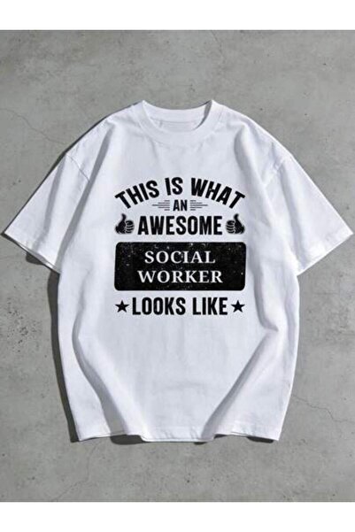 2BIR 1pc Womens Awesome Social Worker Graphic TshirtCotton 180gsm.Printed Tee...