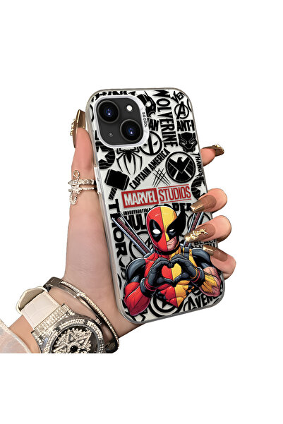 Hontinga iPhone 13 Uyumlu Marvel Desenli Silikon Kenar Sert Arka Kılıf Couple...
