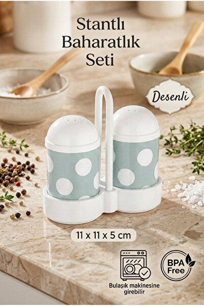 Özmet Salt and Spice Shaker Set (2-Piece-With Stand-Patterned)
