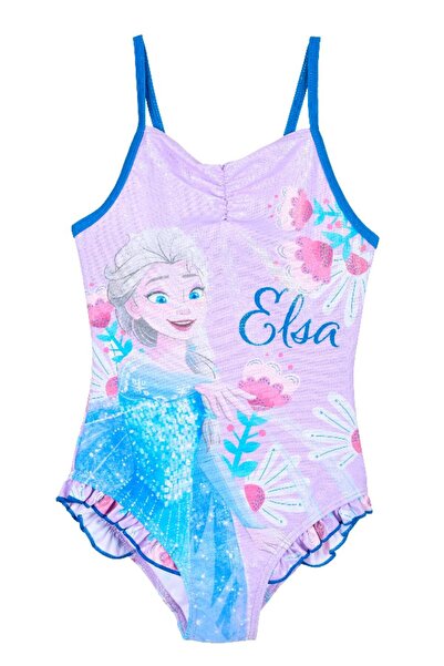 Sun City Fashion Group Ολόσωμο μαγιό κορίτσι "Frozen elsa and flowers" λιλά