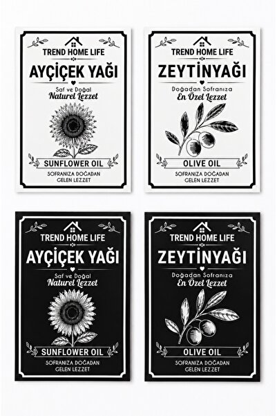Trend Home Life 8 Adet Suya Dayanıklı Özel Tasarım Etiket Ayçiçek Yağı Zeytin Yağı Sıvı Sabun Bulaşık Deterjanı Pamukluk Etiketi Sticker