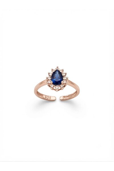Lovera Jewellery 925 Ayar Gümüş Sertifikalı Pırlanta Montür Safir Taşlı Damla...