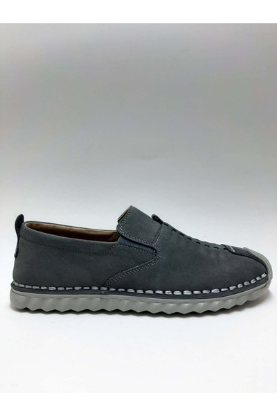 Luis Figo Genuine Leather Nubuck Laceless Gray Color Daily Comfortable Sandal...