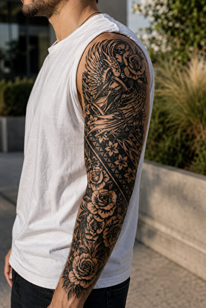 TAKIŞTIR Kum Saati Figürlü Sonradan Kararan Yarı Kalıcı Geçici Kol Dövme Tattoo