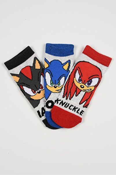 Sun City Fashion Group Σετ 3 ημίκοντες κάλτσες αγόρι "Sonic The Hedgehog" γκρ...