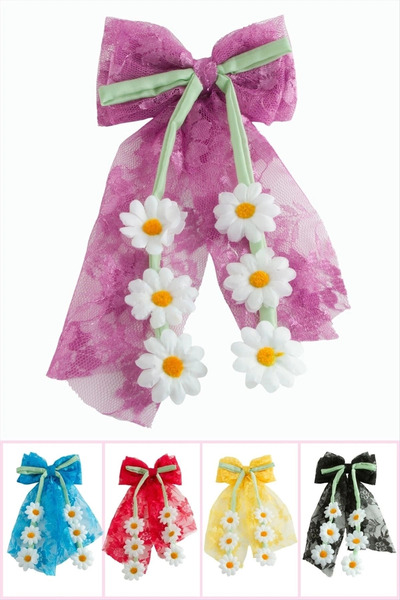 Generic Brand Daisy Flower Bow Tulle Automatic Buckle 25 cm