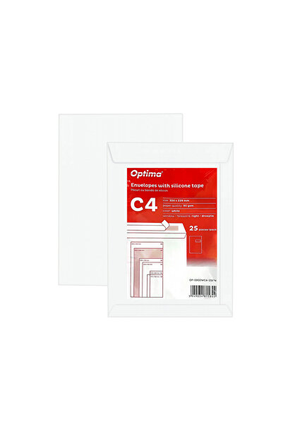 Optima Φάκελος C4 (324Χ229 χιλ.), Σφράγιση σιλικόνης, 25 τεμάχια/σετ, - Λευκό...
