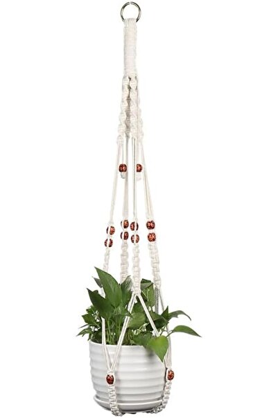 ALMEKAQUZ 2 PCS Macrame Plant Hanger, Boho Hanging Planter Holder, Beige Deco...