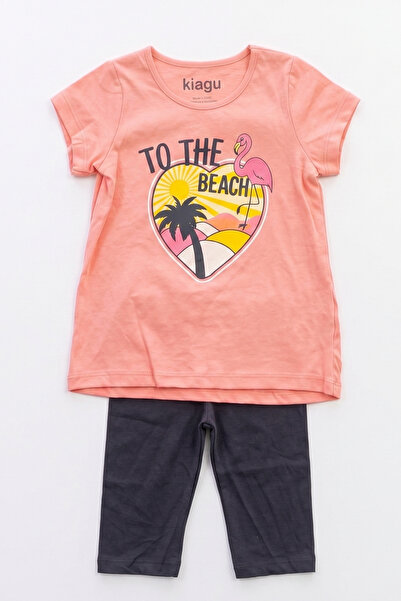 KİAGU Girl/Boy Child 2-6 Years Old Short Sleeve Capri Set 2-Piece Cotton Summ...